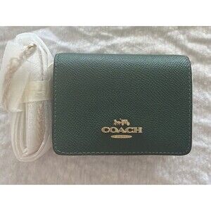 Coach Mini Wallet on a Chain Dark Pine Green NWT